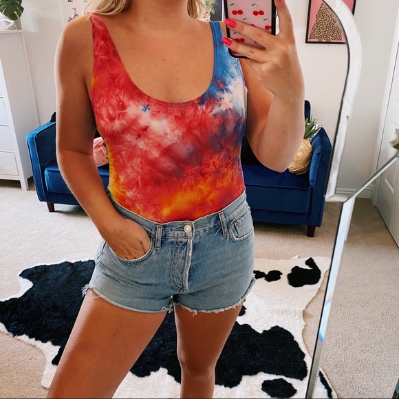 Wild Honey Tops - Wild honey NWT rainbow tie dye bodysuit